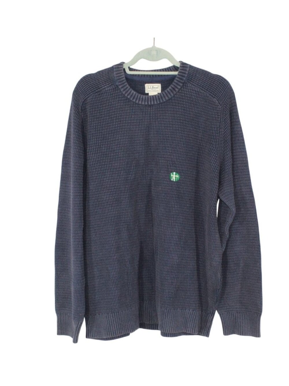 LL Bean Sunwashed Textured Cotton Sweater Crewneck All Seasons Navy XL
